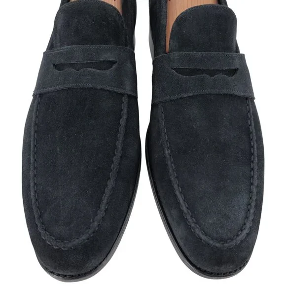 NEW Barker England UK Dress Shoes Black Suede Leather Penny Loafers Mens 11.5 - Picture 8 of 11